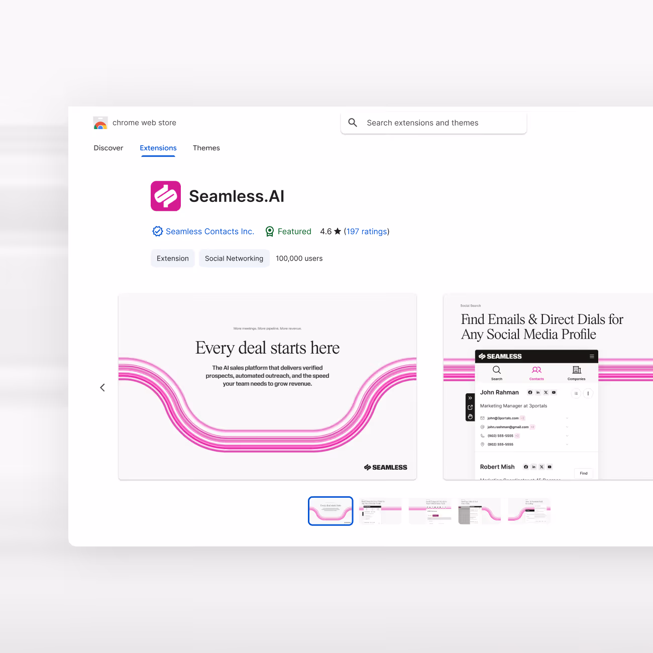Text listing brand attributes: Effortless, Transformative, Essential on a purple background.