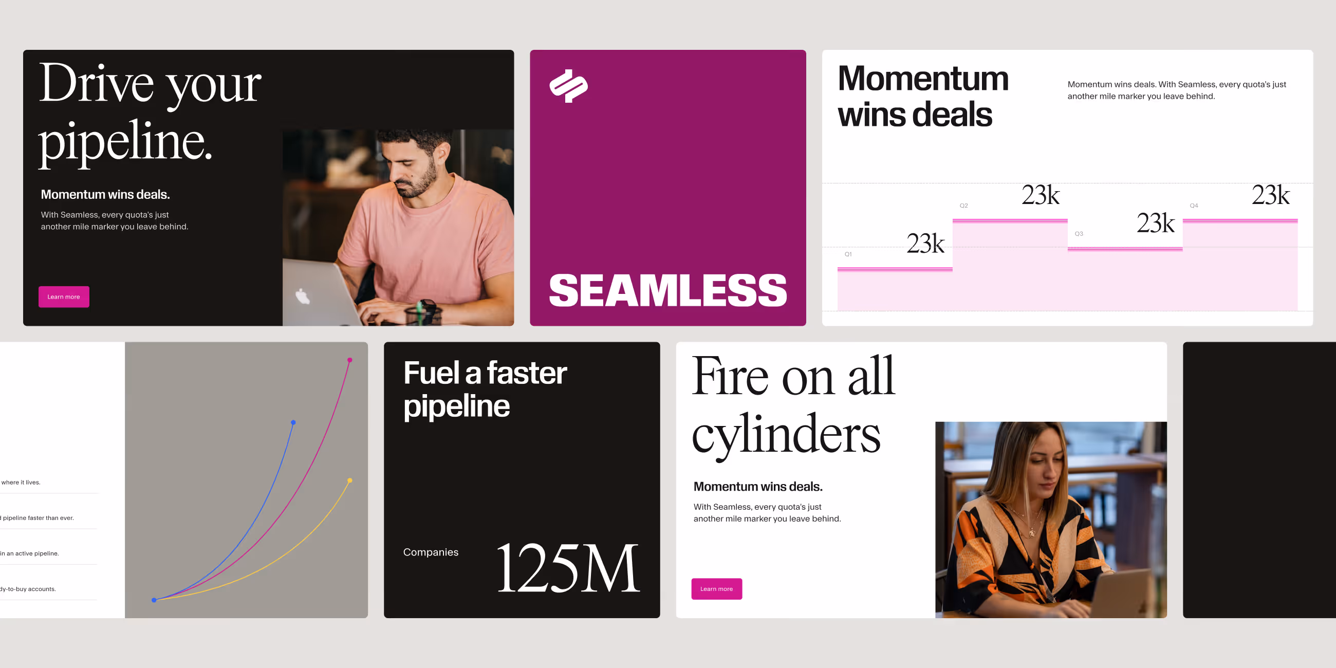 Grid of brand guideline slides showing Vizard's visual identity including logo, color palette, typography, and website interface.