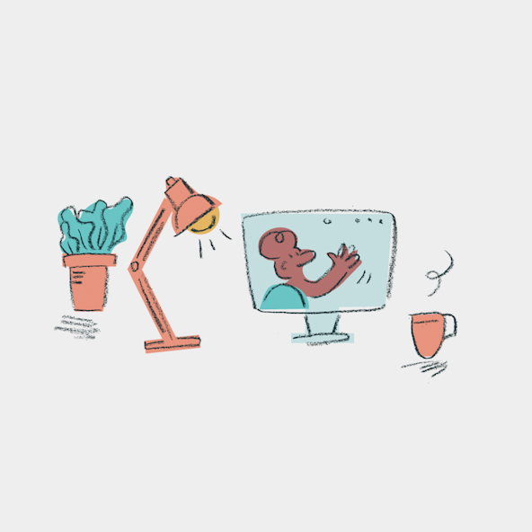 An expressive sketch of a work setup