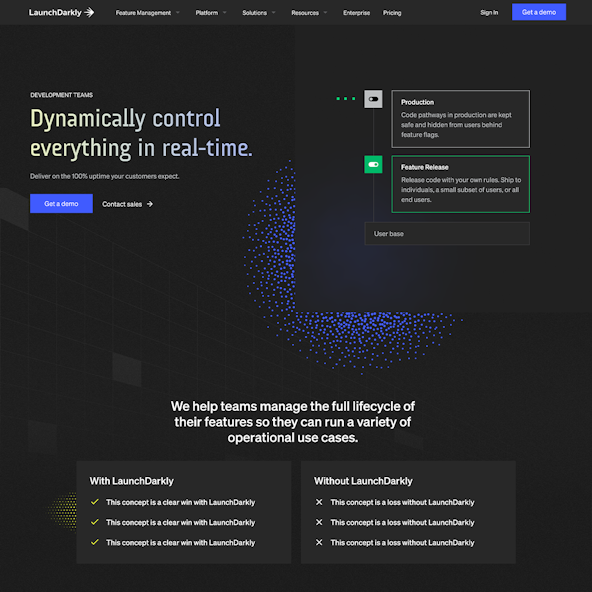 The LaunchDarkly Solutions page